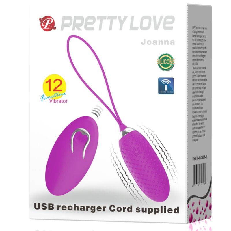 PRETTY LOVE - JOANNA VIBRATING EGG WITH REMOTE CONTROL AND 12 MODES