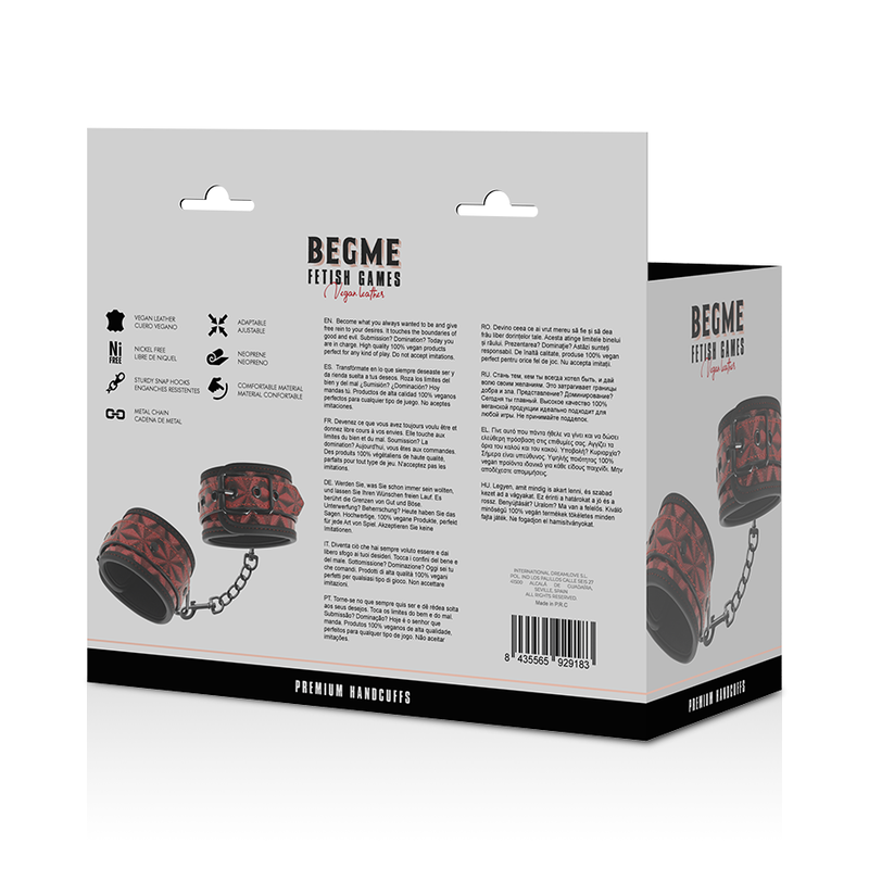 BEGME - RED EDITION NEOPRENE-LINED HANDCUFFS