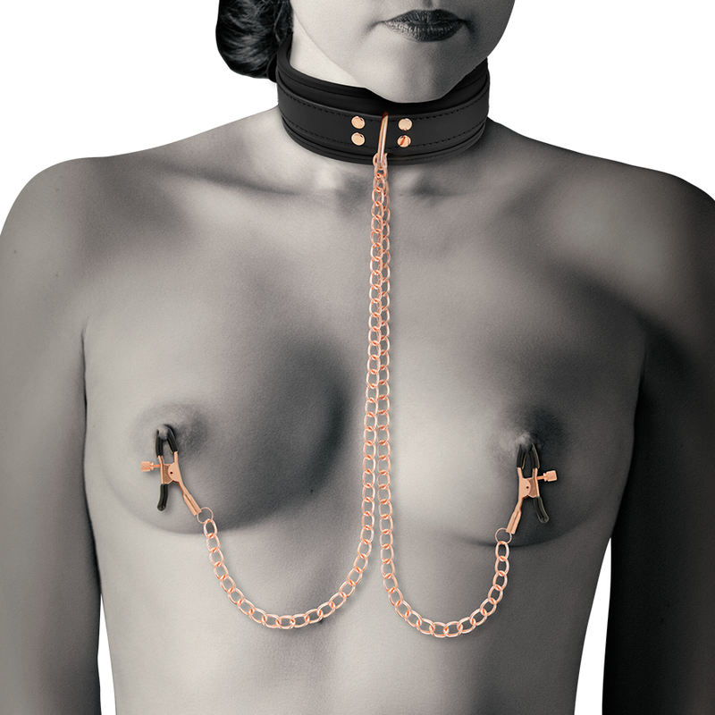 COQUETTE CHIC DESIRE - FANTASY NECKLACE WITH NIPPLE CLIPS WITH NEOPRENE LINING