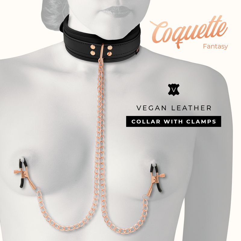 COQUETTE CHIC DESIRE - FANTASY NECKLACE WITH NIPPLE CLIPS WITH NEOPRENE LINING