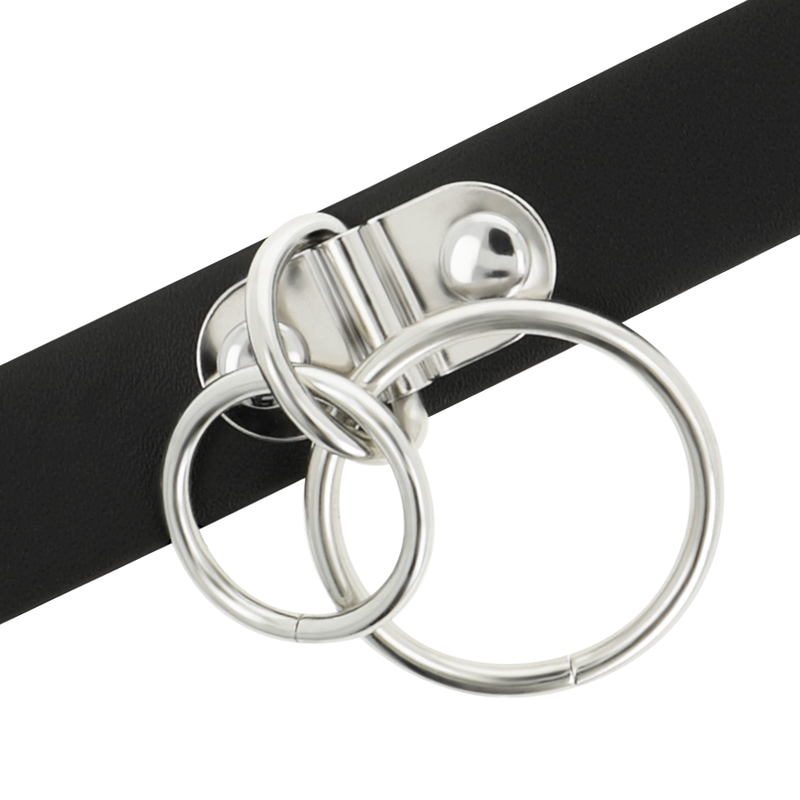 COQUETTE CHIC DESIRE - RAS-DE-COU DOUBLE ANNEAU EN CUIR VÉGÉTALIEN