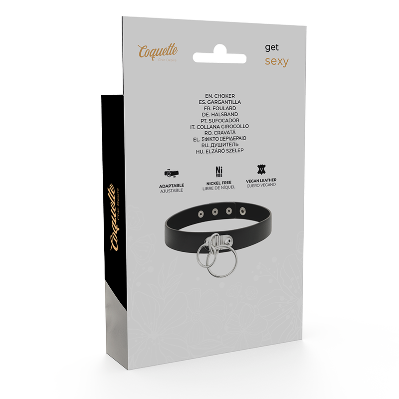 COQUETTE CHIC DESIRE - RAS-DE-COU DOUBLE ANNEAU EN CUIR VÉGÉTALIEN
