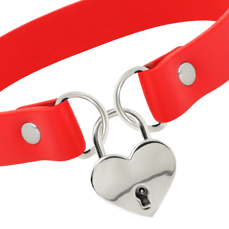COLLIER CŒUR À CLÉ ROUGE EN CUIR VÉGAN COQUETTE CHIC DESIRE