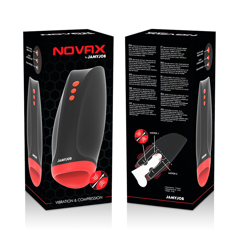 JAMYJOB - NOVAX MASTURBADOR CON VIBRACIÓN Y COMPRESIÓN