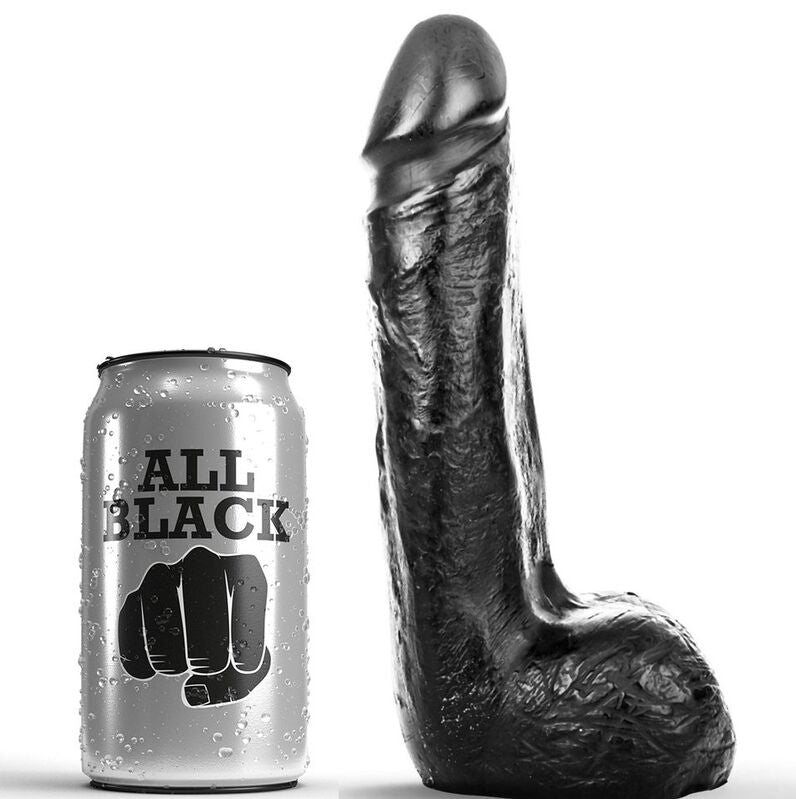 ALL BLACK - GODEMICHET RÉALISTE NOIR SOUPLE 20 CM