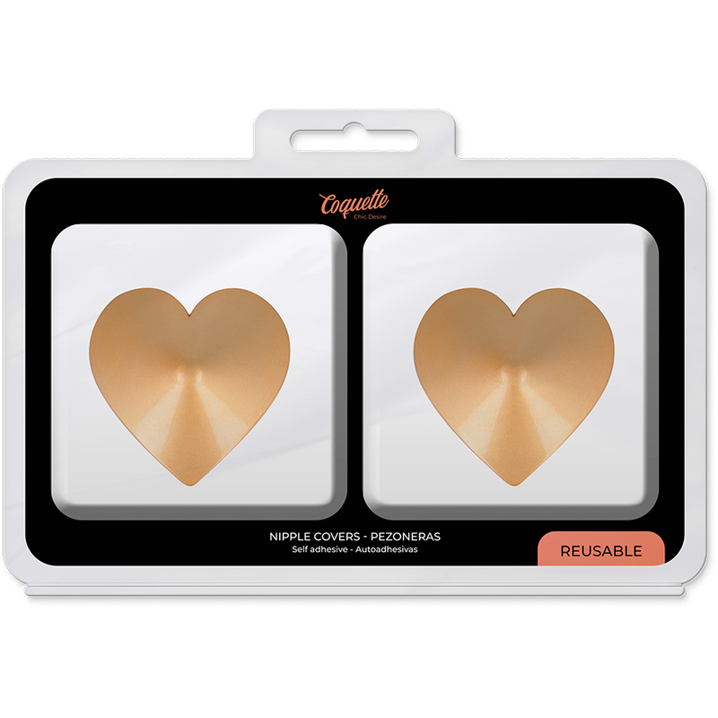 COQUETTE CHIC DESIRE - METAL NIPPLE COVERS WITH GOLD HEARTS