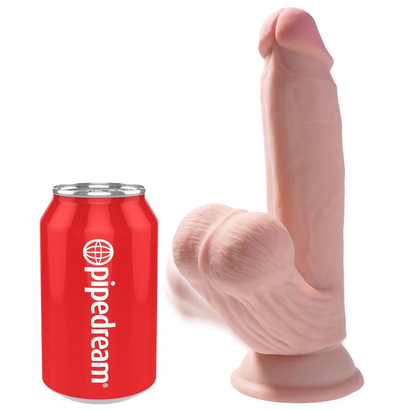 KING COCK - GODEMICHET AVEC TESTICULES PENDANTS EN 3D 15.2 CM NATUREL