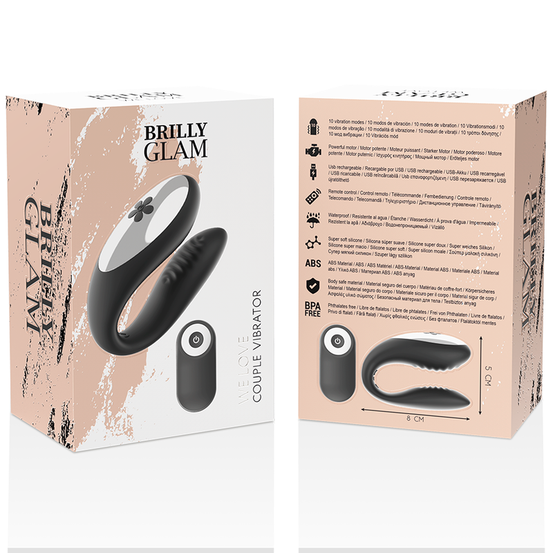 BRILLY GLAM - WE LOVE VIBROMASSEUR POUR COUPLES TÉLÉCOMMANDE NOIR