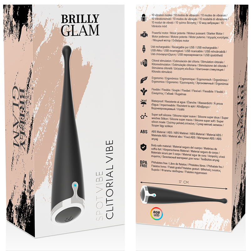 BRILLY GLAM - SPOT VIBE VIBREUR CLITORIDIEN ORGASMIQUE SILICONE NOIR