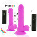 DIVERSIA - REALISTIC FLEXIBLE VIBRATING DILDO, LILAC, 20.5 CM - OR - 4.2 CM