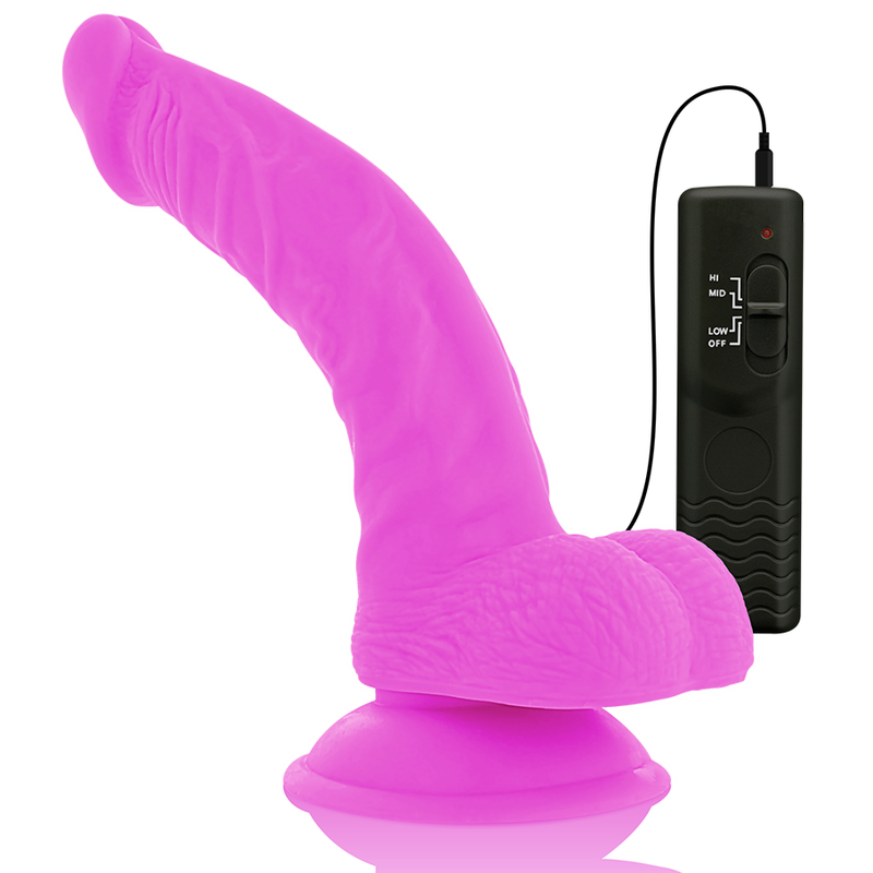 DIVERSIA - REALISTIC FLEXIBLE VIBRATING DILDO, LILAC, 21.5 CM - OR - 4.5 CM
