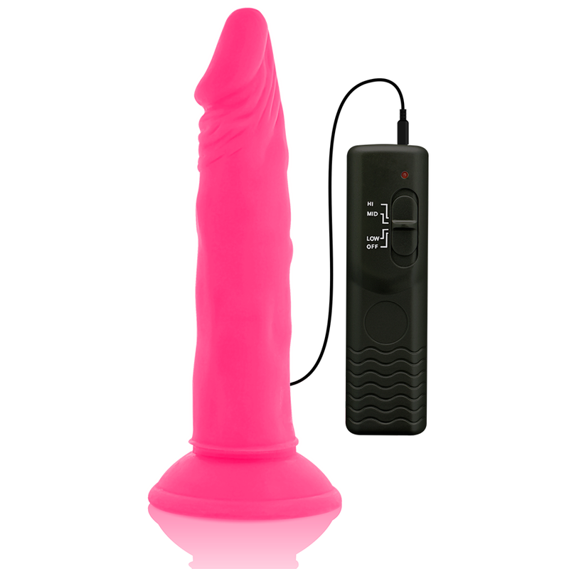 DIVERSIA - GODEMICHET RÉALISTE SOUPLE AVEC VIBRATION ROSE 23 CM -O- 4.3 CM