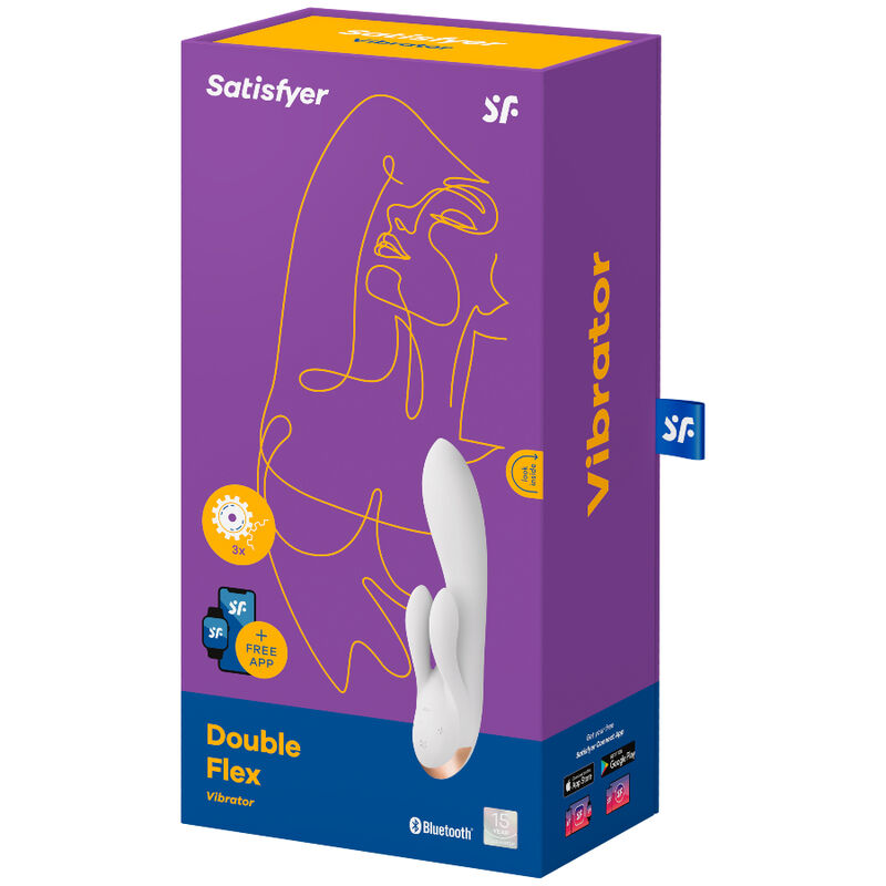 SATISFYER - DOUBLE FLEX VIBRATEUR APP BLANC