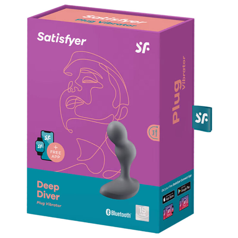 SATISFYER - PLUG VIBRANT DEEP DIVER AVEC APPLICATION GRIS