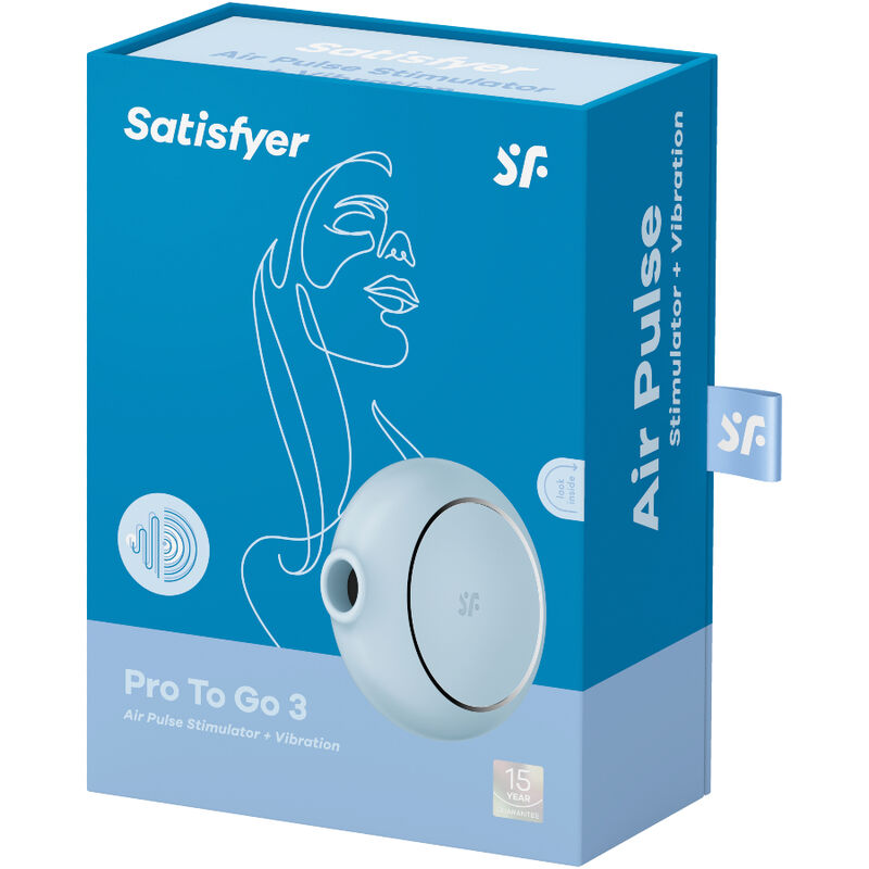 SATISFYER - PRO TO GO 3 STIMULATEUR ET VIBREUR DOUBLE BLEU