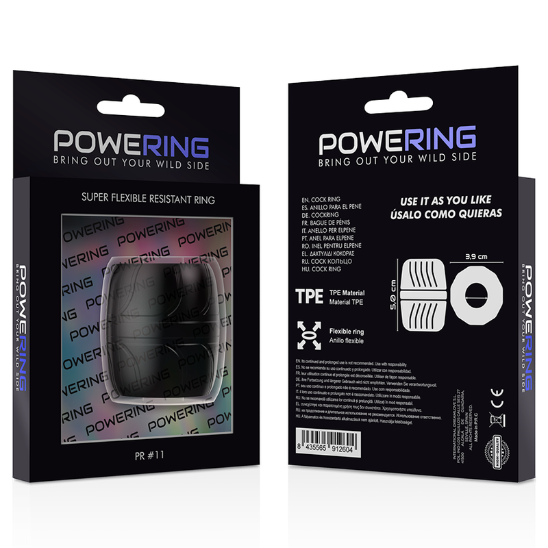 POWERING - ANNEAU PÉNIEN ULTRA SOUPLE ET RÉSISTANT 5 CM PR11 NOIR