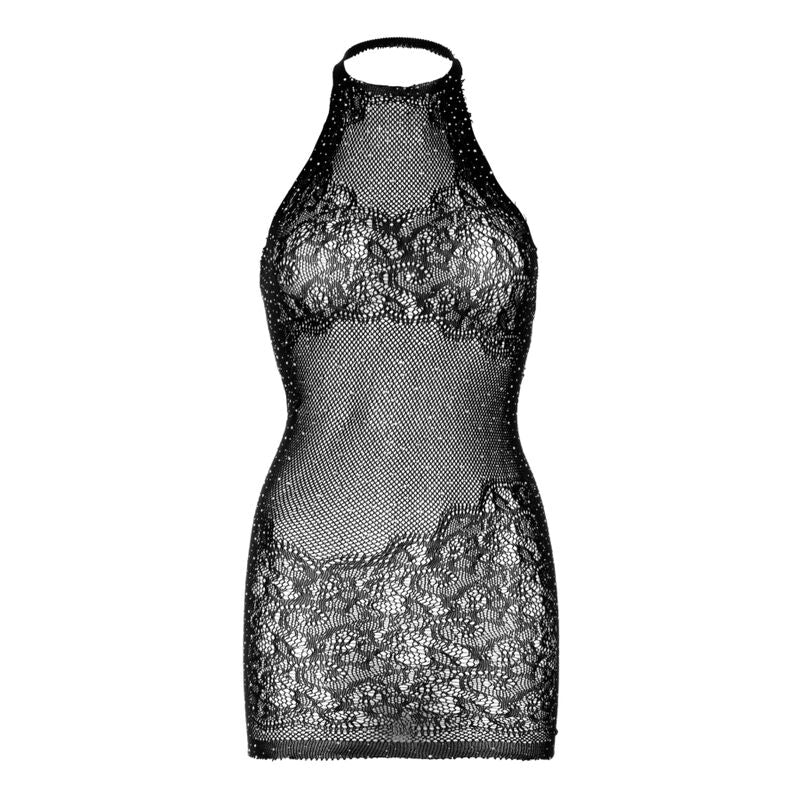 LEG AVENUE - MINI DRESS WITH RHINESTONES ONE SIZE - BLACK