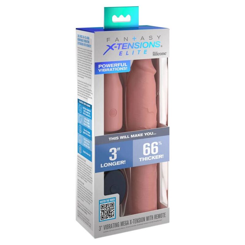 FANTASY X-TENSIONS - PIPEDREAMS SLEEVE 22,86 CM + PLUG 7,62 CM TÉLÉCOMMANDÉ EN SILICONE