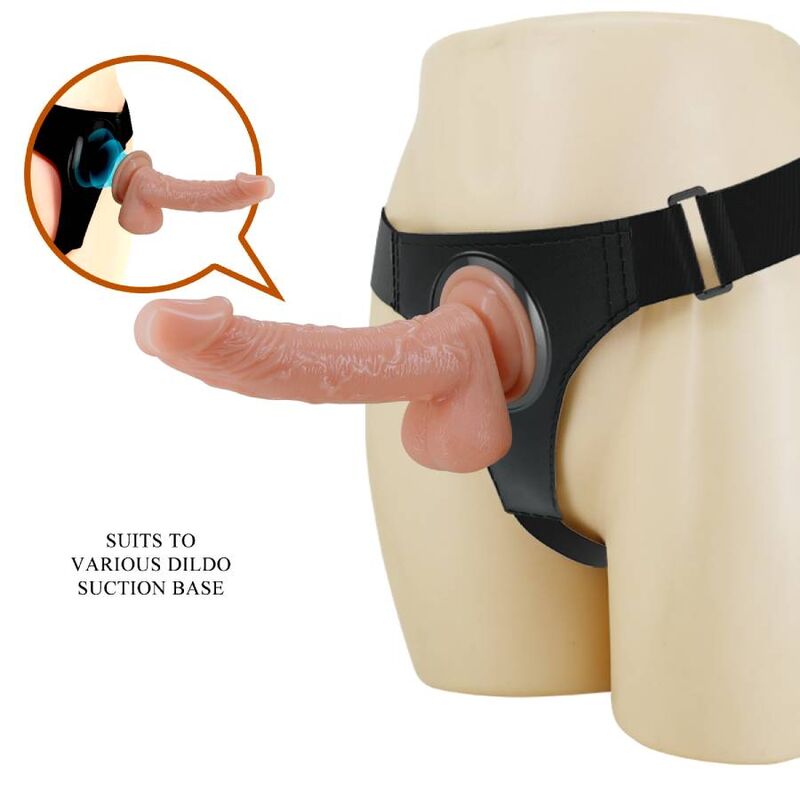 PRETTY LOVE - HARNESS BRIEFS HARNAIS UNIVERSEL AVEC GODEMICHET KEVIN 19 CM NATUREL