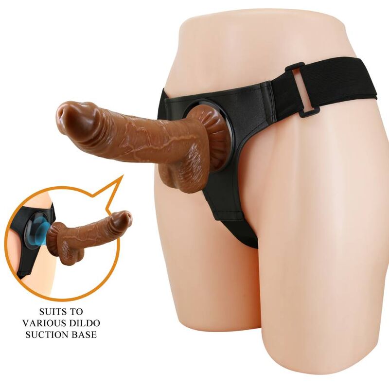 PRETTY LOVE - HARNESS BRIEFS HARNAIS UNIVERSEL AVEC DILDO MICHAEL 20 CM NOIR
