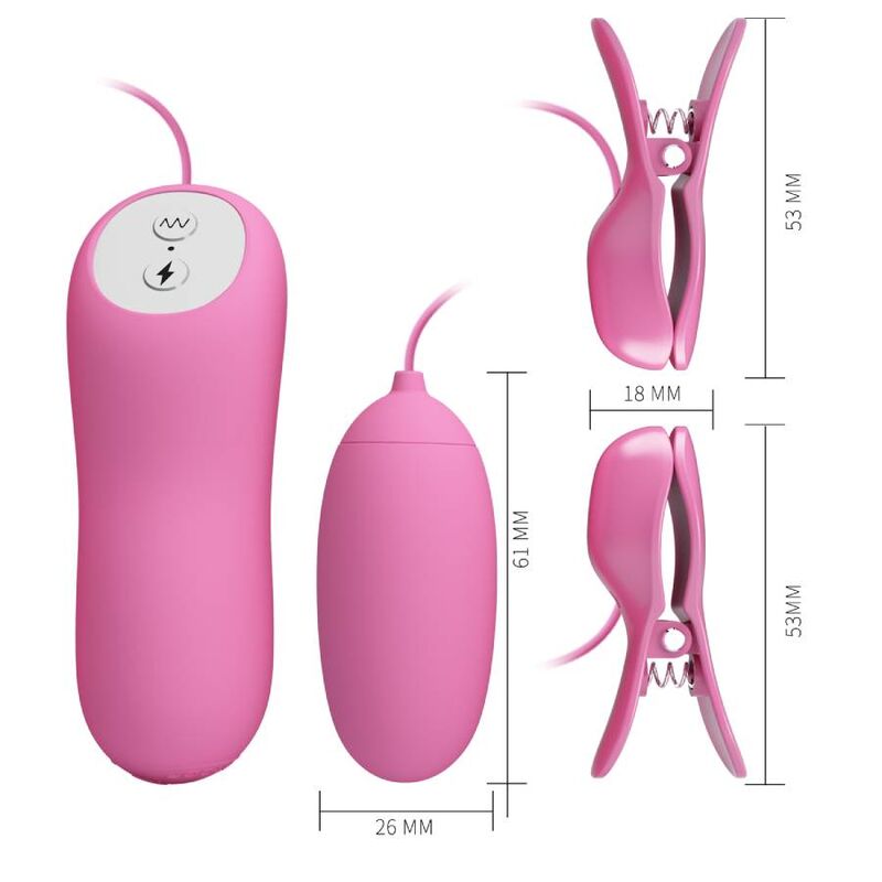 PRETTY LOVE - PINCES AVEC VIBRATIONS ET ÉLECTROCHOCS ROSE