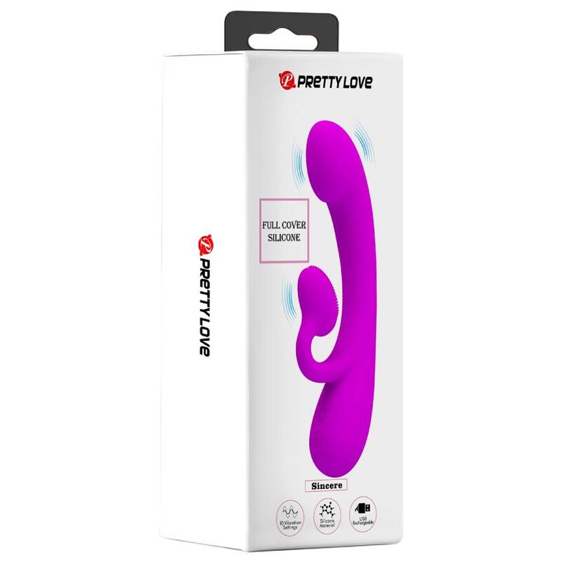 PRETTY LOVE - VIBREUR SINCÈRE ET STIMULATEUR CLITORIDIEN EN SILICONE VIOLET