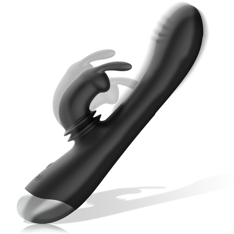 NOIR&ARGENT - DJ. ADAM STIMULATEUR LAPIN SILICONE RECHARGEABLE NOIR