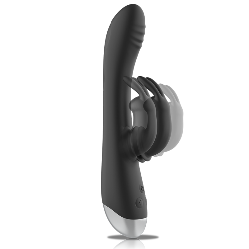 NOIR&ARGENT - DJ. ADAM STIMULATEUR LAPIN SILICONE RECHARGEABLE NOIR