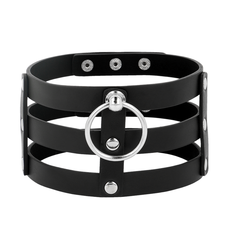 COQUETTE CHIC DESIRE - COLLIER RAS DU COU EN CUIR VÉGAN STYLE FÉTICHE