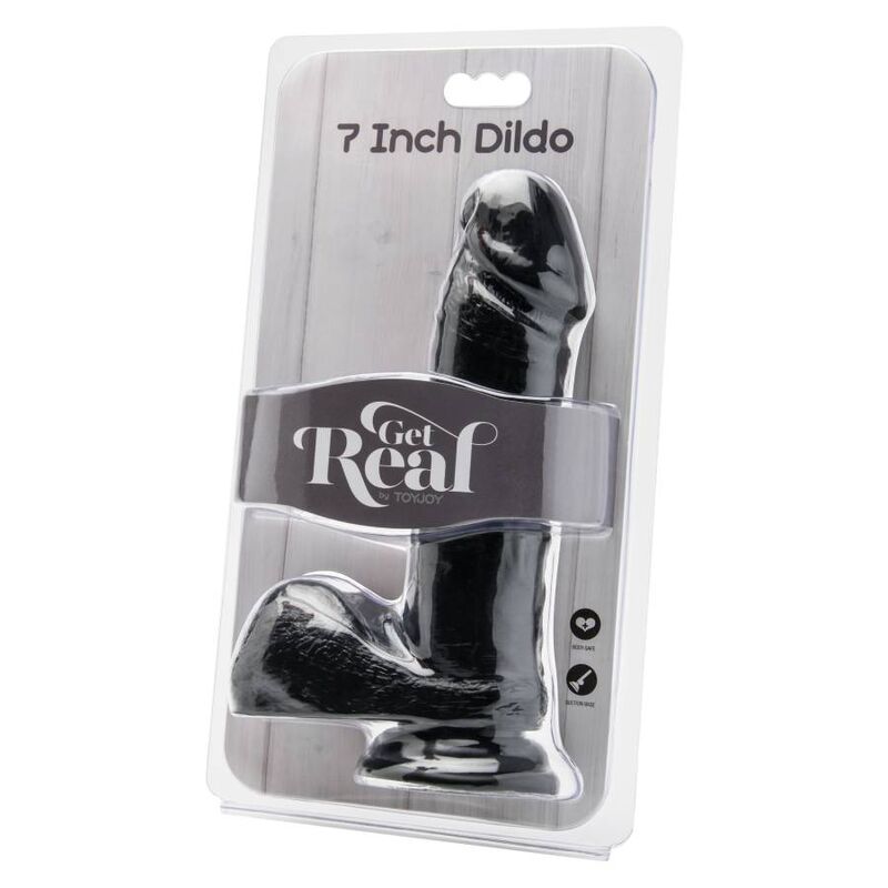 GET REAL - GODEMICHET 18 CM AVEC TESTICULES NOIR