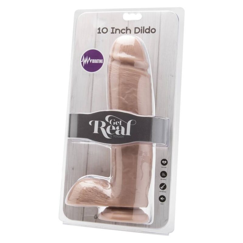GET REAL - 25.5 CM DILDO WITH TESTICLES NATURAL VIBRATOR