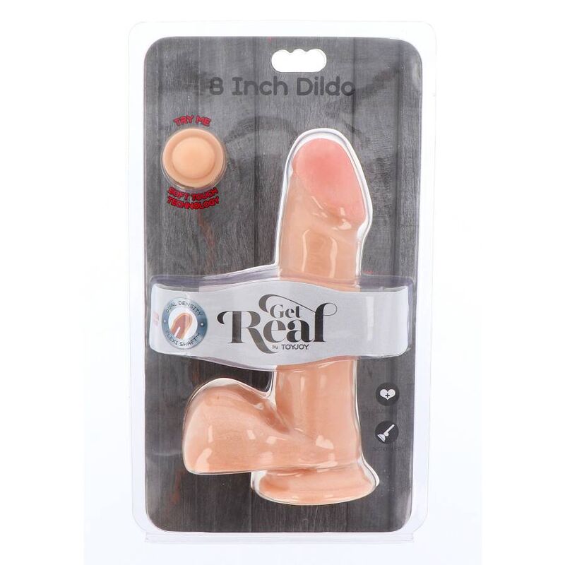 GET REAL - GODEMICHET DOUBLE DENSITÉ 18 CM AVEC TESTICULES NATURELS