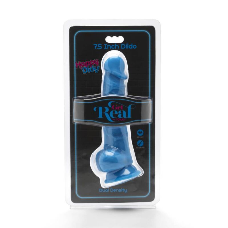 GET REAL - HAPPY DICKS 19 CM AVEC TESTICULES BLEUS