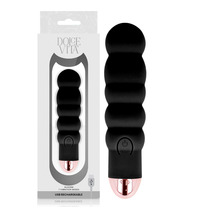 DOLCE VITA - VIBROMASSEUR RECHARGEABLE SIX NOIR 7 VITESSES