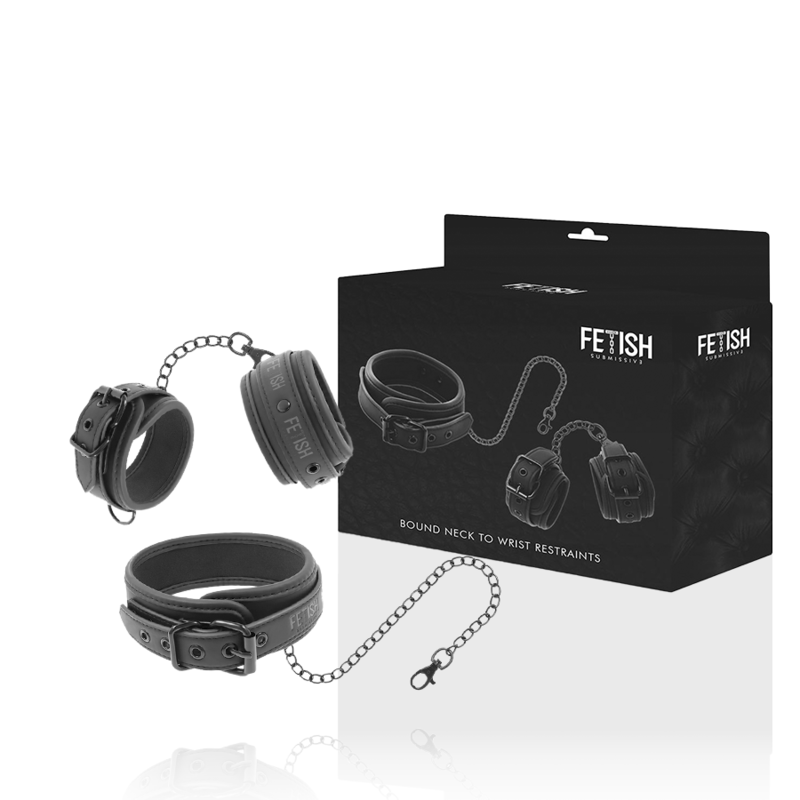 FETISH SUBMISSIVE - VEGAN LEATHER COLLAR AND HANDCUFFS WITH NEOPRENE LINING