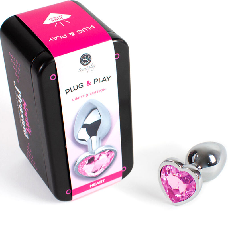 SECRETPLAY - PLUG ANAL MÉTAL CŒUR FUCHSIA TAILLE S 7 CM