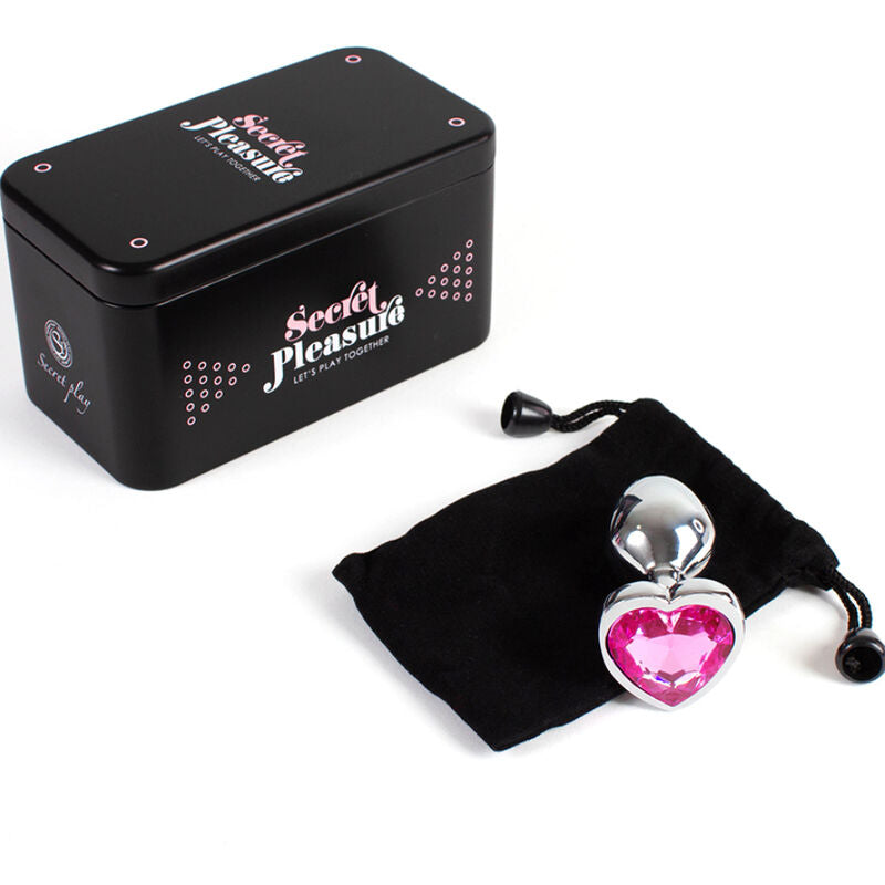 SECRETPLAY - PLUG ANAL MÉTAL CŒUR FUCHSIA TAILLE S 7 CM