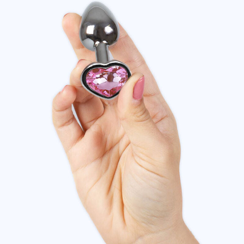 SECRETPLAY - PLUG ANAL MÉTAL CŒUR FUCHSIA TAILLE S 7 CM