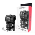 DARKNESS - ADJUSTABLE LEATHER HANDCUFFS WITH LINING, BLACK