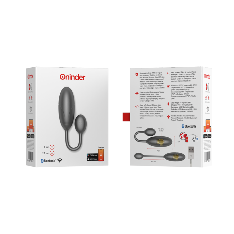 ONINDER - DENVER OEUF VIBRANT NOIR 7 X 2.7 CM - APPLICATION GRATUITE