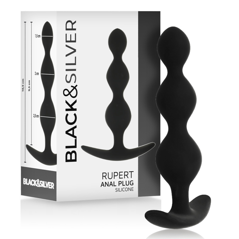 BLACK&SILVER - RUPERT CHAIN ​​ANAL BEADS 10 CM