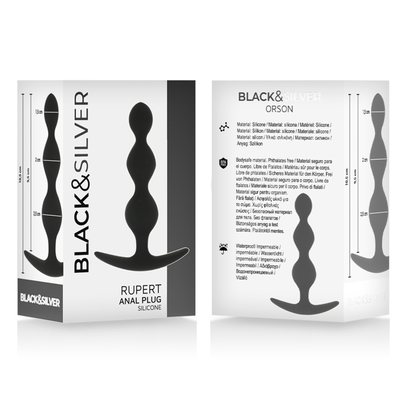 BLACK&SILVER - RUPERT CHAIN ​​ANAL BEADS 10 CM
