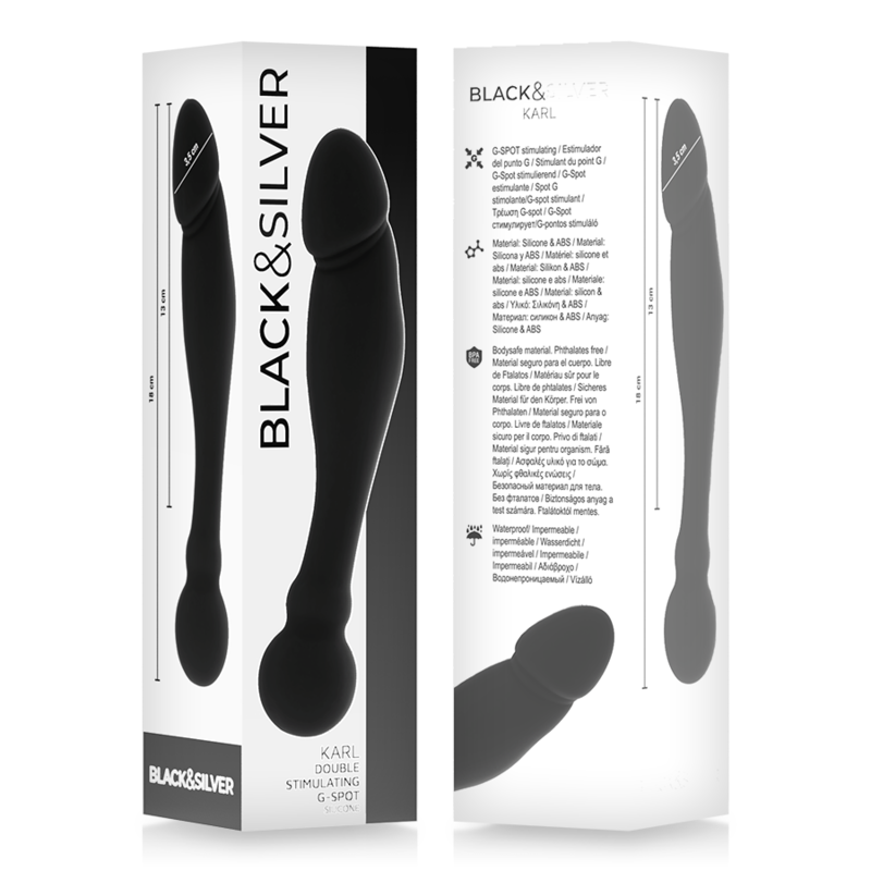 BLACK&SILVER - KARL G-SPOT STIMULATOR DILDO 18 CM