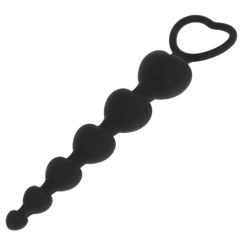 BLACK&SILVER - MILA ANAL CHAIN ​​OF HEARTS 18 CM