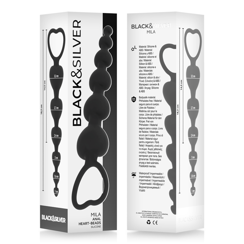 BLACK&SILVER - CHAÎNE ANALE MILA CŒURS 18 CM
