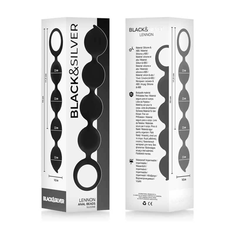 BLACK&SILVER - LENNON ROSARIO ANAL 4 BOULES SILICONE 15 CM