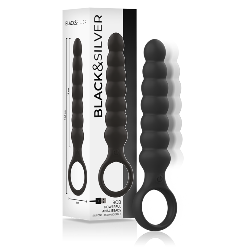 BLACK&SILVER - BOB POWERFUL SILICONE ANAL DILATOR VIBRATOR