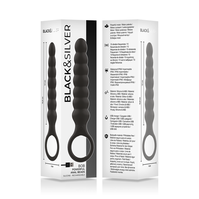 BLACK&SILVER - BOB POWERFUL SILICONE ANAL DILATOR VIBRATOR