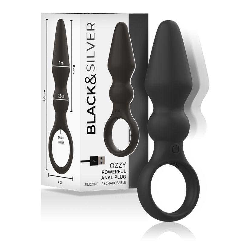 BLACK&SILVER - OZZY POWERFUL SILICONE ANAL PLUG VIBRATOR
