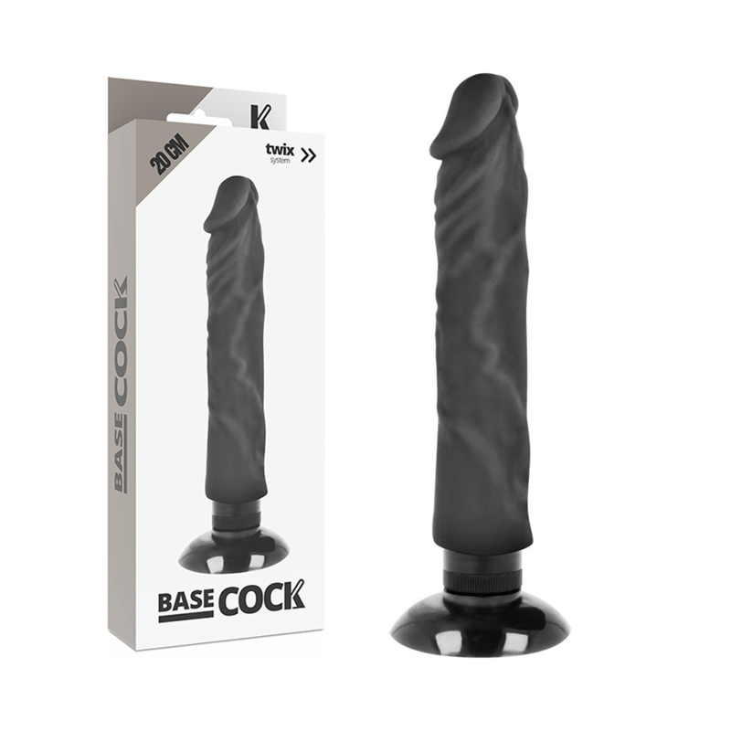 BASECOCK - VIBREUR RÉALISTE 2-1 NOIR NATUREL 20 CM -O- 4 CM